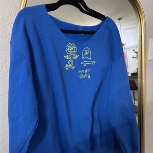 Lonely Ghost Blue Graphic Sweatshirt